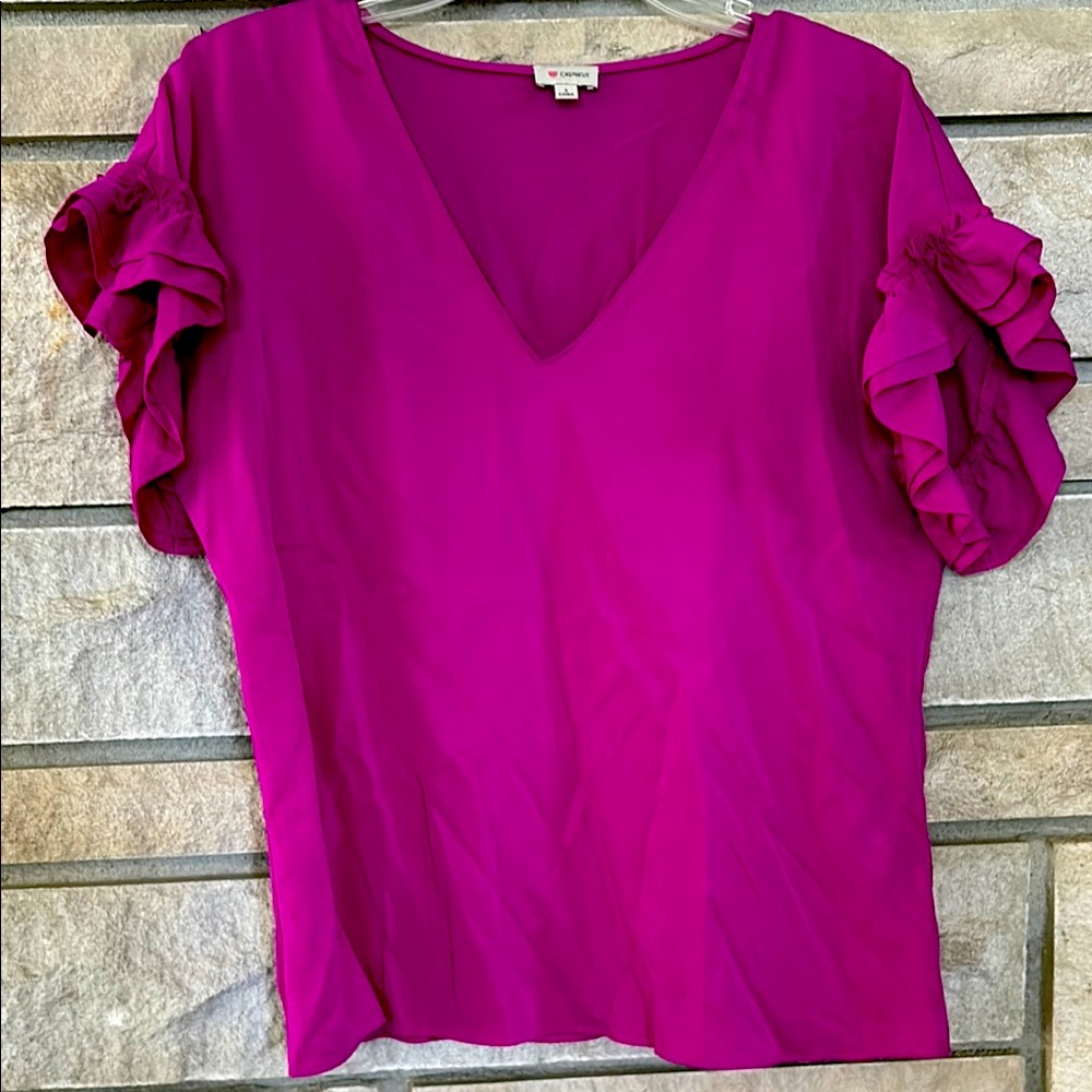 Cremieux Pink Ruffled Sleeve Blouse